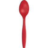 Premium Plastic Classic Red Spoons, 24 Pack