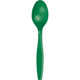 Premium Plastic Emerald Spoons, 24 Pack