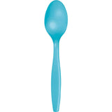 Premium Plastic Bermuda Blue Spoons, 24 Pack