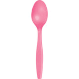 Premium Plastic Candy Pink Spoons, 24 Count