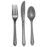 Premium Silver Glitter Assorted Plastic Cutlery by Creative Converting