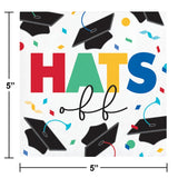 Grad Cap Toss “Hats Off” Beverage Napkins