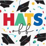 Grad Cap Toss “Hats Off” Beverage Napkins