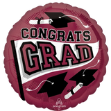 Congrats Grad – Berry 18" Foil Balloon