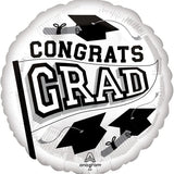 Congrats Grad – White 18" Foil Balloon