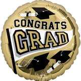 Congrats Grad – White Gold 18" Foil Balloon