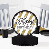 Black and Gold Birthday Honeycomb Centerpiece