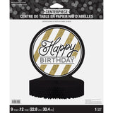 Black and Gold Birthday Honeycomb Centerpiece