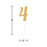 Gold Number "4" Cake Topper By Creative Converting