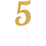 Gold Number "5" Cake Topper By Creative Converting