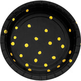 Black and Gold Foil Dots 7-Inch Plates By Creative Converting