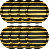Black and Gold Striped Foil 9-Inch Plates By Creative Converting