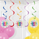 Rainbow Foil Happy Birthday Dizzy Danglers, 5 Count