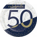 Navy and Gold Milestone, 50th 7" Luncheon Plate