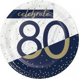 Navy and Gold Milestone 80th 7" Luncheon Plates
