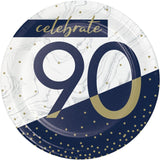 Navy and Gold Milestone 90th 7" Luncheon Plates