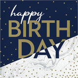 Navy and Gold Milestone Happy Birthday Luncheon Napkins