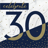 Navy and Gold Milestone 30th Luncheon Napkins