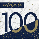 Navy and Gold Milestone 100th Luncheon Napkins
