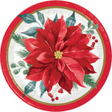 🎄 Festive Floral 7-Inch Dessert Plates – 8 Count by Creative Converting (Poinsettia Christmas Collection)