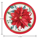 🎄 Festive Floral 7-Inch Dessert Plates – 8 Count by Creative Converting (Poinsettia Christmas Collection)