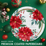 🎄 Festive Floral 9-Inch Dinner Plates – 8 Count by Creative Converting (Poinsettia Christmas Collection)