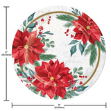 🎄 Festive Floral 9-Inch Dinner Plates – 8 Count by Creative Converting (Poinsettia Christmas Collection)