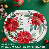 🎄 Festive Floral Oval Plates – 8 Count by Creative Converting (Poinsettia Christmas Collection)