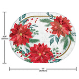 🎄 Festive Floral Oval Plates – 8 Count by Creative Converting (Poinsettia Christmas Collection)