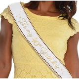40th Birthday Golden Age Fabric Sash – Gold Lettering