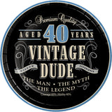 Vintage Dude "40" Luncheon 7" Paper Plates