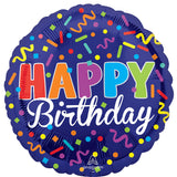 Happy Birthday Party, Metallic 18" Foil Balloon By Mayflower Distributing Company
