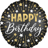 Black Gold Silver HBD, Metallic 18" Foil Balloon By Mayflower Distributing Company