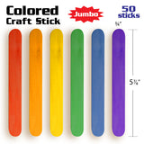Jumbo Colored Craft Sticks, 50 Pieces By Bazic Products