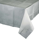 Shimmering Silver Tissue/Plastic Tablecover By Creative Converting