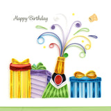 Birthday Champagne Greeting Card by Quilling Card