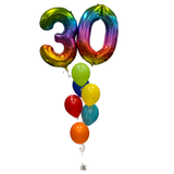 Birthday Milestone Bouquet with Two Jumbo Numbers, Six Latex Balloons and Hi-Float (In-Store Pick Up ONLY)