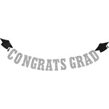 🎓 Congrats Grad Diamond Sparkle Banner – 11" Silver