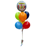 Birthday Budget Bouquet with Hi-Float - 6 Latex, 1 18" Birthday Foil arranged on a Balloon Weight (In-Store Pick Up ONLY)