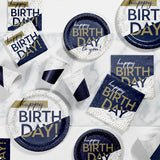 Navy and Gold Milestone Happy Birthday 7" Luncheon Plates