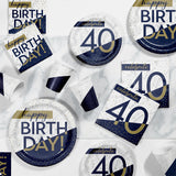 Navy and Gold 40th Beverage Napkins