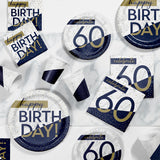 Navy and Gold 60th Beverage Napkins