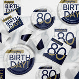 Navy and Gold Milestone 80th 7" Luncheon Plates