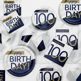 Navy and Gold Milestone 100th Luncheon Napkins