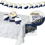 Navy and Gold Milestone Happy Birthday 7" Luncheon Plates