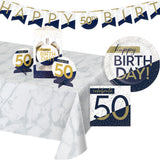 Navy and Gold Milestone 50th Beverage Napkins