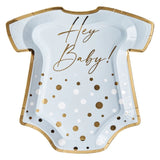 Onesie Die-Cut Salad Plates – “Hey Baby” Blue