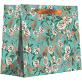 Retro Floral Aqua Large Tote Bag