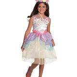 Dashing Unicorn Child Costume – Pastel Rainbow Dress & Headpiece