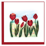 Red Tulip Field Greeting Card by Quilling Card